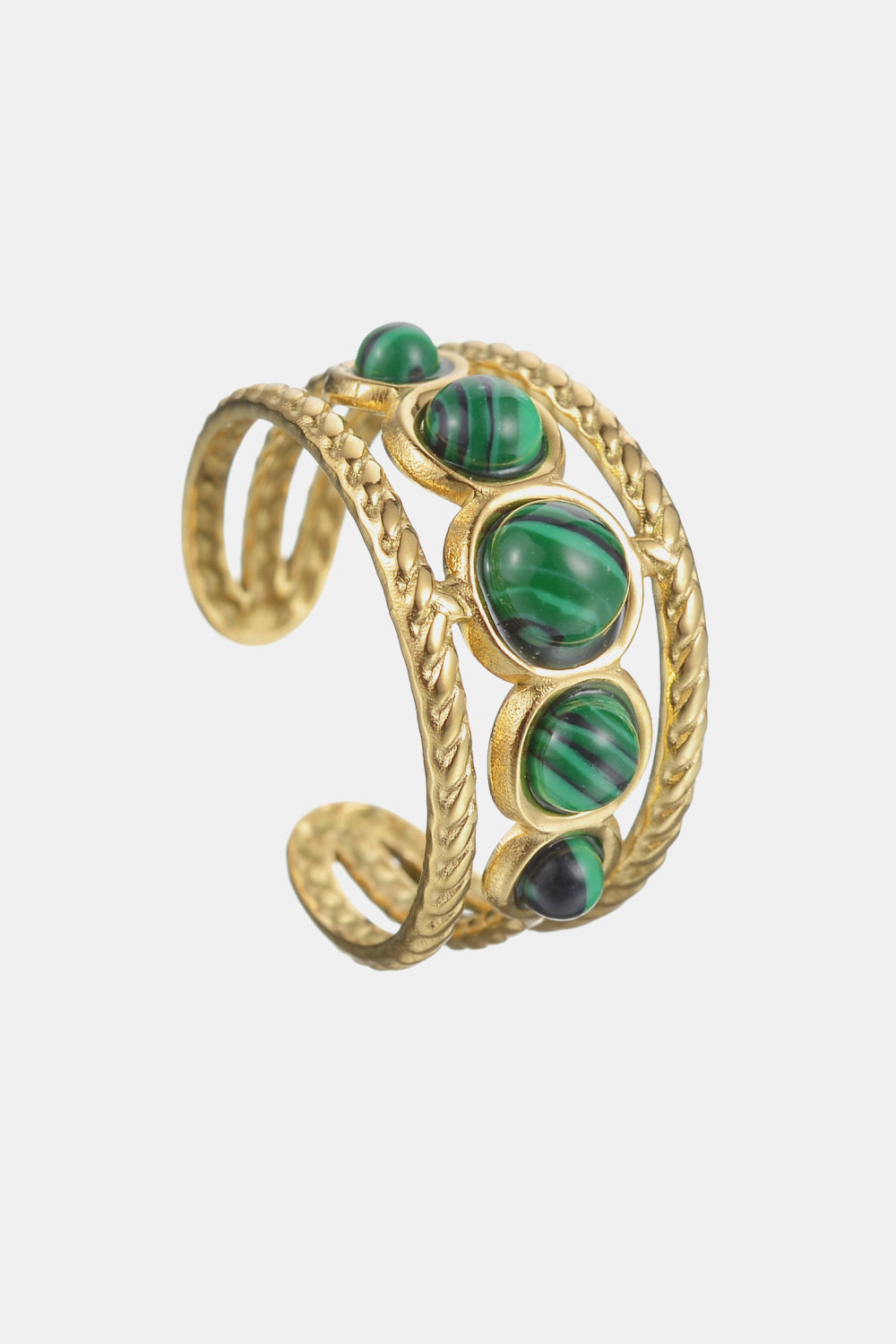 18K Gold Plated Nature Stone Open Ring