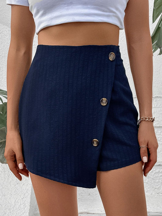 Zip-Back High Waist Shorts